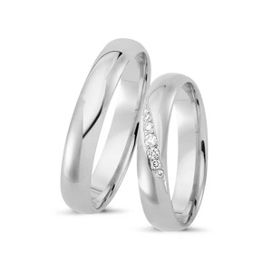 Nuran - Vielsesringe i 14 kt hvidguld m. 7 brillanter i alt 0,09ct